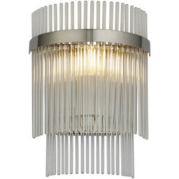 Loops Indoor Polsihed Nickel Plate Wall Light - Clear Glass Rod Decorative Shade - Dimmable - thumbnail 1