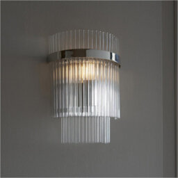 Loops Indoor Polsihed Nickel Plate Wall Light - Clear Glass Rod Decorative Shade - Dimmable - thumbnail 3