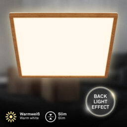 Briloner Ceiling Light Led 22W 3000Lm Square Ultra Slim Wood Look Panel 420mm Warm White - thumbnail 2