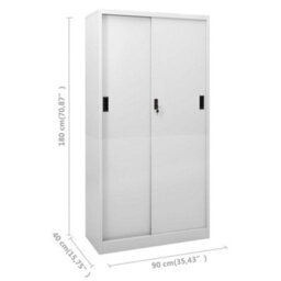 Walplus Office Cabinet With Sliding Door Light Grey 90X40X180 Cm Steel - thumbnail 9