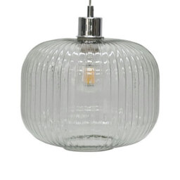 First Choice Lighting Set Of 2 Batley Large - Clear Ribbed Glass With Chrome Pendant Fitting - thumbnail 7