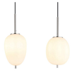 Luminosa Lighting Luminosa Blacky I Bar Pendant Ceiling Light Nickel Matt Opal Glass Shade 4X E14 - thumbnail 4