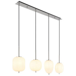 Luminosa Lighting Luminosa Blacky I Bar Pendant Ceiling Light Nickel Matt Opal Glass Shade 4X E14 - thumbnail 1