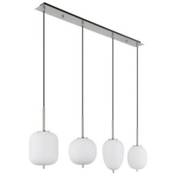 Luminosa Lighting Luminosa Blacky I Bar Pendant Ceiling Light Nickel Matt Opal Glass Shade 4X E14 - thumbnail 2