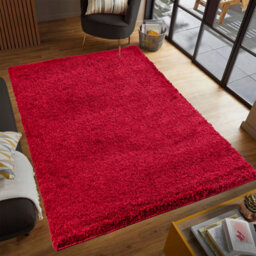 Smart Living Shaggy Soft Thick Area Rug, Living Room Carpet, Kitchen Floor, Bedroom Soft Rugs 80Cm X 150Cm - Red - thumbnail 2