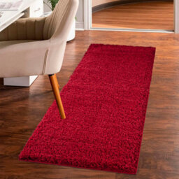 Smart Living Shaggy Soft Thick Area Rug, Living Room Carpet, Kitchen Floor, Bedroom Soft Rugs 80Cm X 150Cm - Red - thumbnail 3