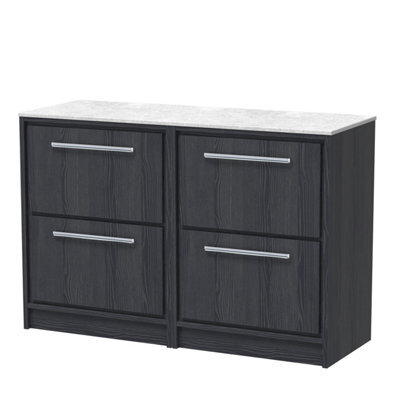 Hudson Reed Lille Floor Standing 4 Drawer Countertop Vanity & Marble Worktop, Graphite Woodgrain, 1210 X 460 mm - image 1