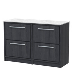 Hudson Reed Lille Floor Standing 4 Drawer Countertop Vanity & Marble Worktop, Graphite Woodgrain, 1210 X 460 mm - thumbnail 2
