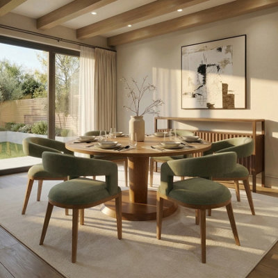 my furniture Sia 6-8 Seat Chestnut Dining Table And 6 Madison Sage Green Chairs - image 1
