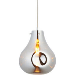 Loops Hanging Ceiling Pendant Light - Large Chrome Metallic Glass & Chrome Plate - 10W Led E27 - thumbnail 1