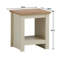 Side Lamp Table Oak Top Small End Bedside Nightstand Shelf Cream - thumbnail 2