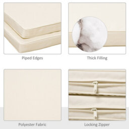 Outsunny 45 X 45Cm Replacement Garden Seat Cushion Pad With Ties, Cream White - thumbnail 3