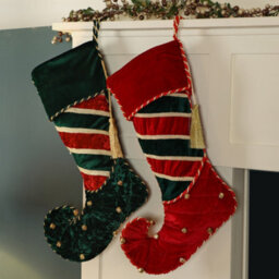 Dibor Pack Of 2 Luxury Velvet Jingle Bell Xmas Gift Decoration Christmas Stocking For Kids - thumbnail 3