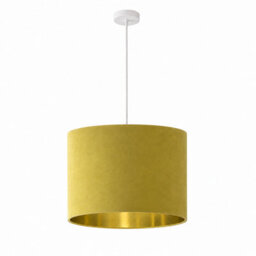 CGC Lighting Cgc Nila Luxury Mustard Yellow Velvet & Gold Inner Round Pendant Drum Lamp Shade - thumbnail 2