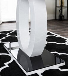 Furniturebox Giovani Rectangular 4 Seat White High Gloss Unique Halo Base Dining Table Black Glass Top 4 Grey Velvet Gold Leg Pesaro Chairs - thumbnail 8