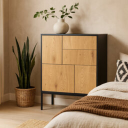 Wyld Haus El Paso Sideboard, Black Metal Frame & Wild Oak Veneer, 3 Doors 2 Drawers - thumbnail 1