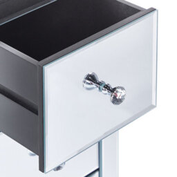 Beliani 3 Drawer Bedside Table Lorris Glass Mirrored Silver - thumbnail 8