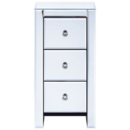 Beliani 3 Drawer Bedside Table Lorris Glass Mirrored Silver - thumbnail 5