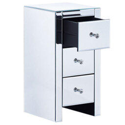 Beliani 3 Drawer Bedside Table Lorris Glass Mirrored Silver - thumbnail 6