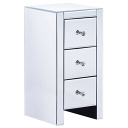 Beliani 3 Drawer Bedside Table Lorris Glass Mirrored Silver - thumbnail 1