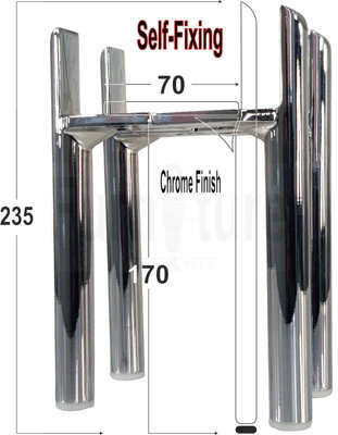L&F 4 Chrome Furniture Settee Legs Cabinet Sofa Metal Feet 170mm High Chair Beds - image 1