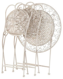 Beliani Set Of 2 Garden Chairs Trieste Folding Metal Light Beige - thumbnail 4