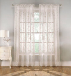 Tyrone Textiles Pair Of Belle Cream Sheer Floral Embroidery Voile Panels With Rod Pocket Header 183 Cms - thumbnail 5