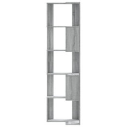 Walplus Corner Bookcase 5-Tier Grey Sonoma 50X50X179 Cm Engineered Wood - thumbnail 4