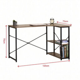 L Shaped Corner Desk, Computer Gaming Desk With Storage, Reversible Height-Adjustable Shelves, For Home Office, 120 X 80 Cm, Oak - thumbnail 2
