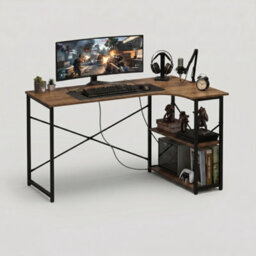 L Shaped Corner Desk, Computer Gaming Desk With Storage, Reversible Height-Adjustable Shelves, For Home Office, 120 X 80 Cm, Oak - thumbnail 4