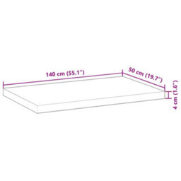 Berkfield Bathroom Vanity Top Untreated 140X50X4 Cm Solid Wood Acacia - thumbnail 8