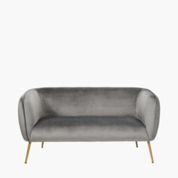 Pacific Lifestyle Lucca Dove Grey Velvet Upholstered Sofa With Metal Legs - thumbnail 2