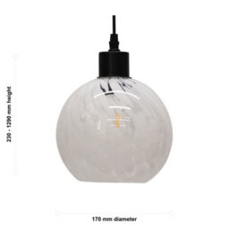 First Choice Lighting Set Of 2 Confetti - Glass Globe With Black Pendant Fittings - thumbnail 6