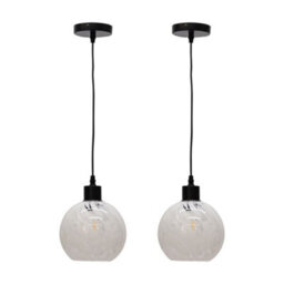 First Choice Lighting Set Of 2 Confetti - Glass Globe With Black Pendant Fittings - thumbnail 1