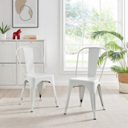Furniturebox Set Of 2 White Colton Tolix Style Stackable Industrial Metal Dining Chair - thumbnail 2