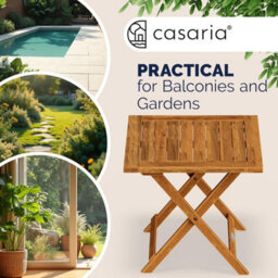 Casaria 46X46Cm Square Folding Garden Side Table - Solid Acacia Wood - Pre-Oiled Weather-Resistant Outdoor Coffee Table - Natural - thumbnail 4