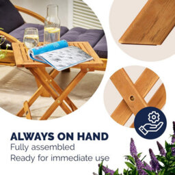 Casaria 46X46Cm Square Folding Garden Side Table - Solid Acacia Wood - Pre-Oiled Weather-Resistant Outdoor Coffee Table - Natural - thumbnail 5