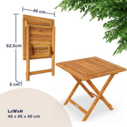 Casaria 46X46Cm Square Folding Garden Side Table - Solid Acacia Wood - Pre-Oiled Weather-Resistant Outdoor Coffee Table - Natural - thumbnail 2