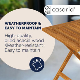Casaria 46X46Cm Square Folding Garden Side Table - Solid Acacia Wood - Pre-Oiled Weather-Resistant Outdoor Coffee Table - Natural - thumbnail 3
