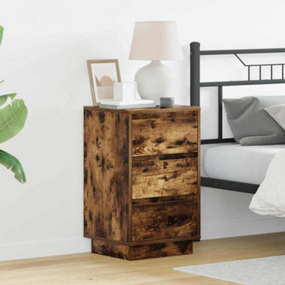 Berkfield Bedside Cabinet With Led Smoked Oak 39X34.5X65 Cm Engineered Wood - image 1