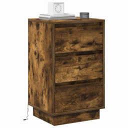 Berkfield Bedside Cabinet With Led Smoked Oak 39X34.5X65 Cm Engineered Wood - thumbnail 3