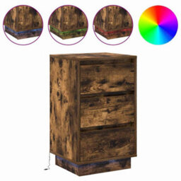 Berkfield Bedside Cabinet With Led Smoked Oak 39X34.5X65 Cm Engineered Wood - thumbnail 4