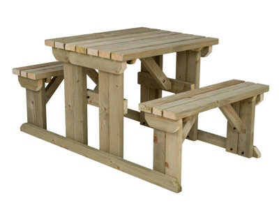 Arbor Garden Solutions Abies Wooden Picnic Bench And Table Set, Outdoor Dining Set (4Ft, Natural Finish) - image 1