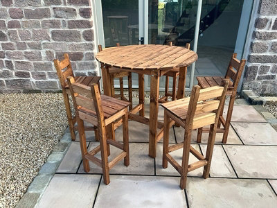 Charles Taylor Trading Deluxe Alfresco Bar Set Six Seater - L200 X W200 X H110 - Redwood - Fully Assembled - image 1