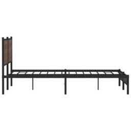 Berkfield Metal Bed Frame Without Mattress Brown Oak 180X200 Cm Super King - thumbnail 6