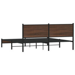 Berkfield Metal Bed Frame Without Mattress Brown Oak 180X200 Cm Super King - thumbnail 7
