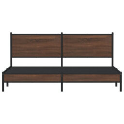Berkfield Metal Bed Frame Without Mattress Brown Oak 180X200 Cm Super King - thumbnail 5