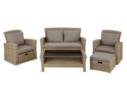 Impact Furniture Garden Sofa Set Outdoor Rattan Couch Luxury Patio Sectional 6 Seater Furniture With Storage Beige Brown Cushions Vic - thumbnail 5