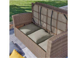 Impact Furniture Garden Sofa Set Outdoor Rattan Couch Luxury Patio Sectional 6 Seater Furniture With Storage Beige Brown Cushions Vic - thumbnail 2
