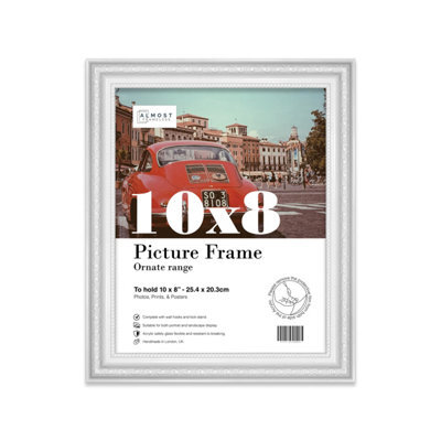 10X8 White Ornate Picture Frame (25.4 X 20.3Cm) Poster, Photo, Artwork, Gallery Wall Or Print - image 1